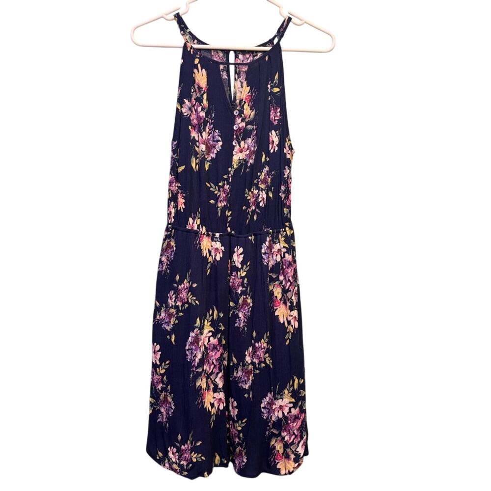 Staccato Women’s Pink and Blue Floral Patterned Halter Sundress Size S